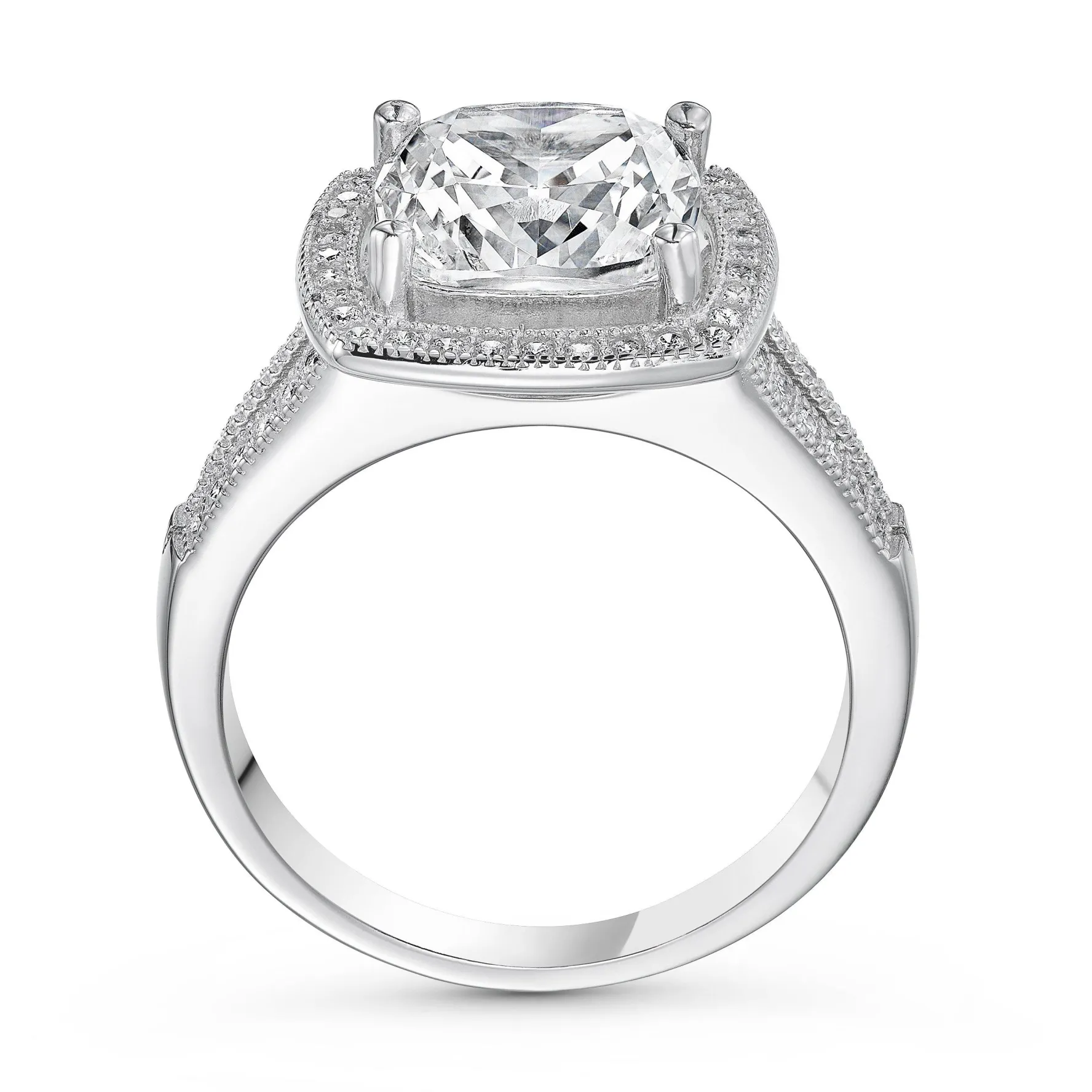 Beaverbrooks Silver Cubic Zirconia Cluster Ring