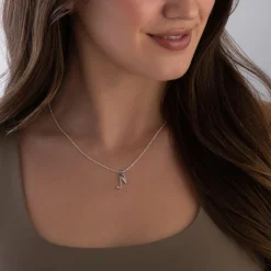 Beaverbrooks Silver Cubic Zirconia Initial N Pendant