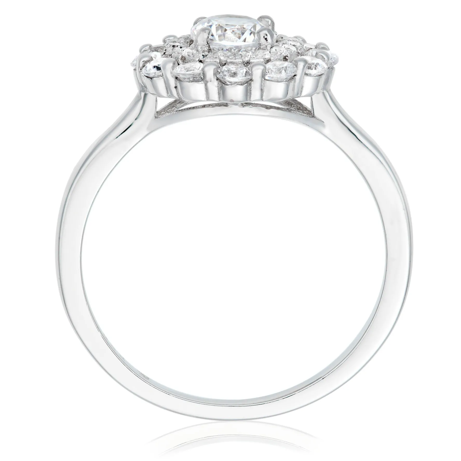 Beaverbrooks Silver Cubic Zirconia Double Halo Ring