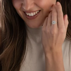 Beaverbrooks Silver Cubic Zirconia Double Halo Ring