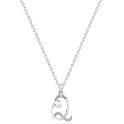 Beaverbrooks Silver Cubic Zirconia Initial Q Pendant