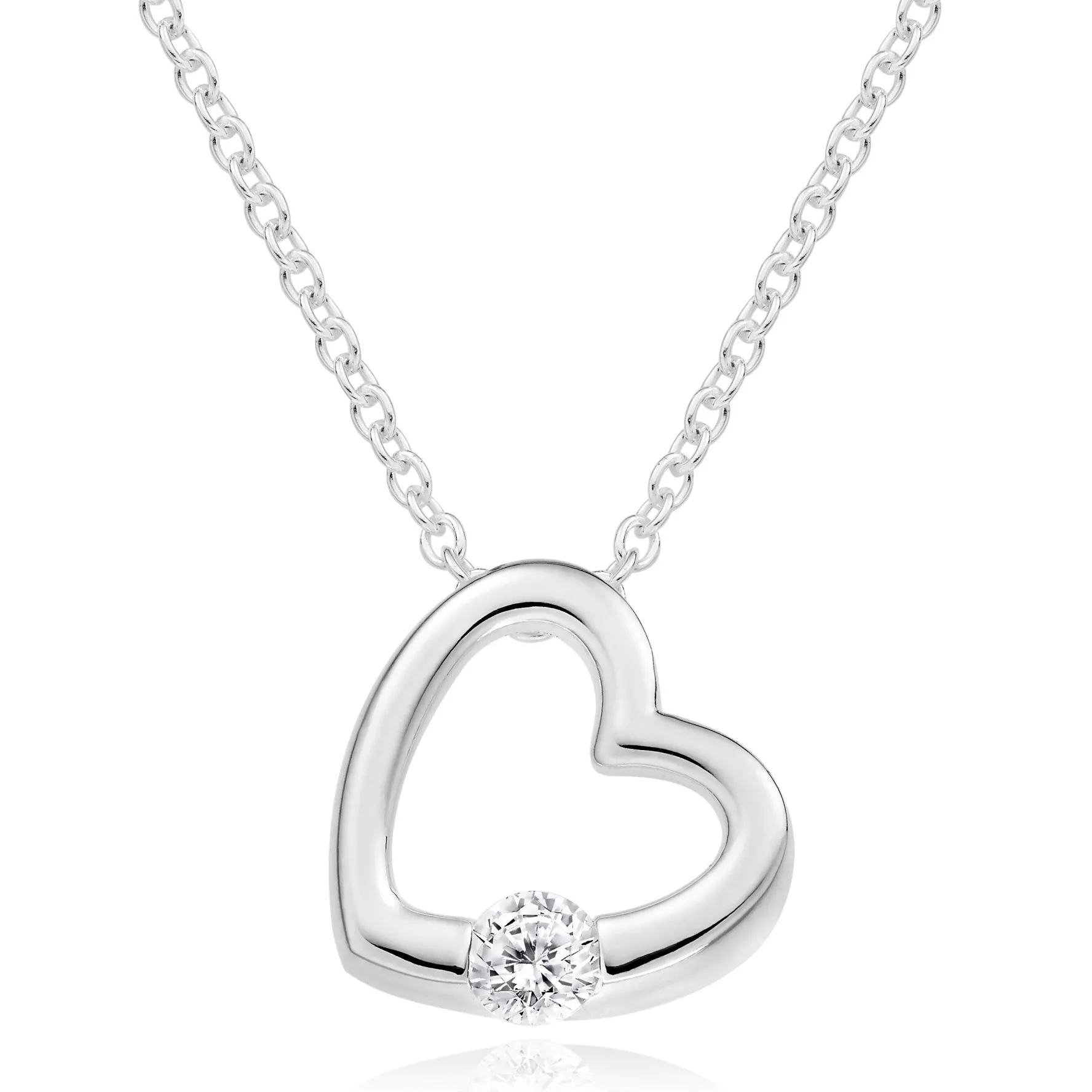Beaverbrooks Silver Cubic Zirconia Heart Pendant