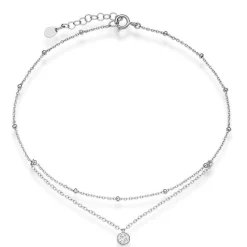 Beaverbrooks Silver Cubic Zirconia Anklet