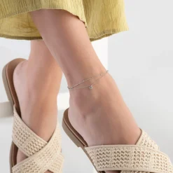 Beaverbrooks Silver Cubic Zirconia Anklet