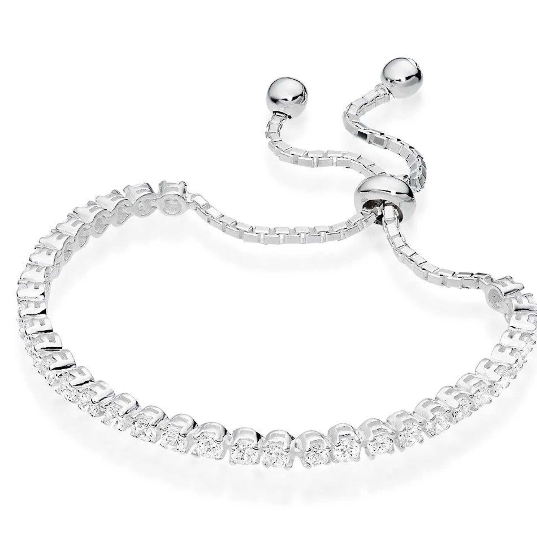 Beaverbrooks Silver Cubic Zirconia Tennis Slider Bracelet