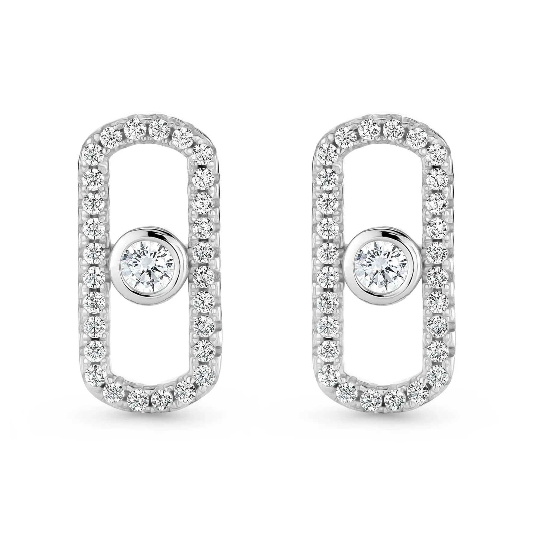 Beaverbrooks Silver Cubic Zirconia Glide Stud Earrings