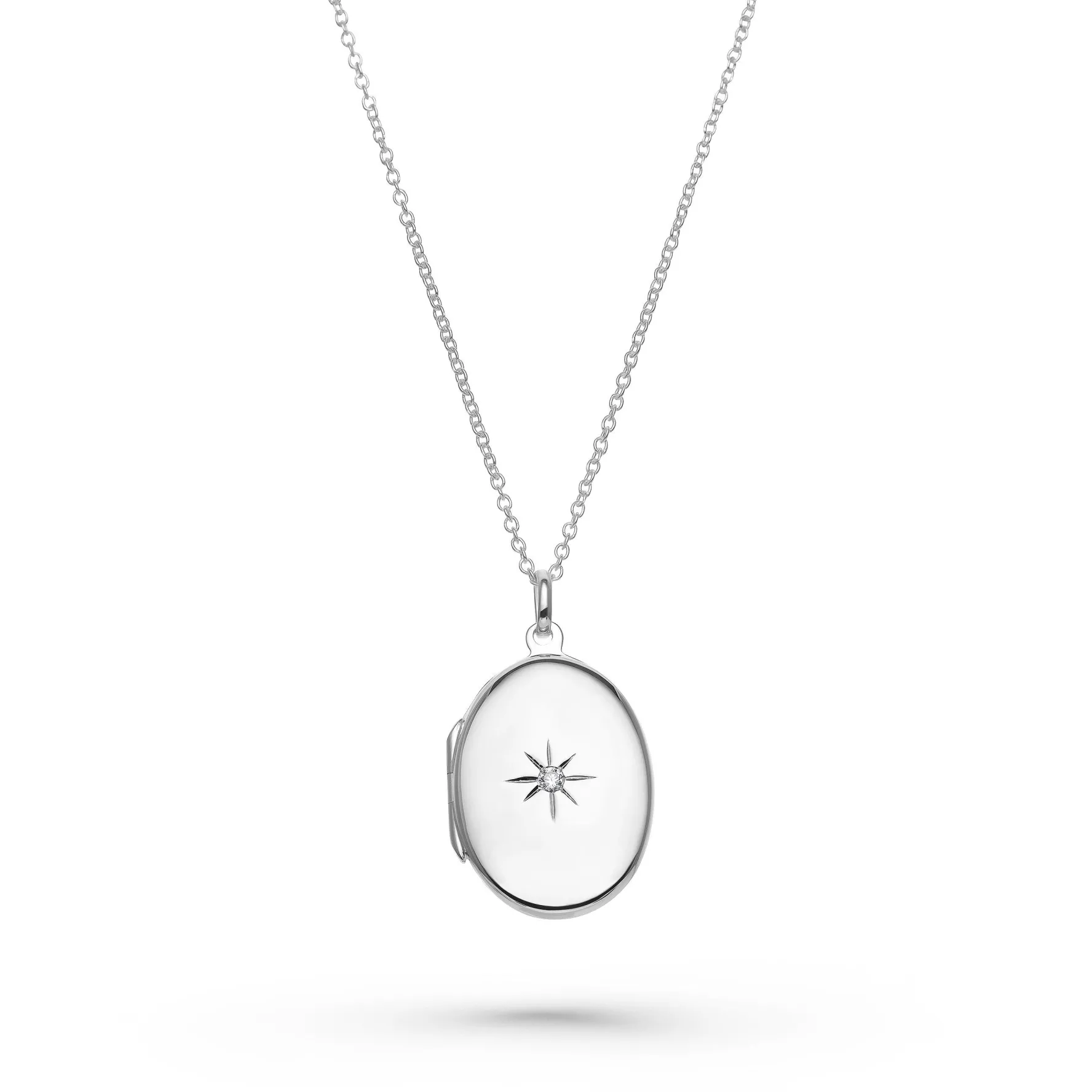 Beaverbrooks Silver Cubic Zirconia Starburst Locket
