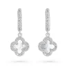 Beaverbrooks Silver Cubic Zirconia Mother of Pearl Clover Huggie Hoop Earrings