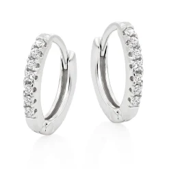 Beaverbrooks Silver Cubic Zirconia Huggie Hoop Earrings