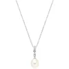 Beaverbrooks Silver Cubic Zirconia Freshwater Cultured Pearl Pendant
