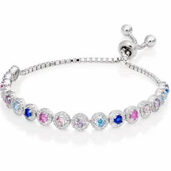 Beaverbrooks Silver Cubic Zirconia Multi-Coloured Slider Bracelet