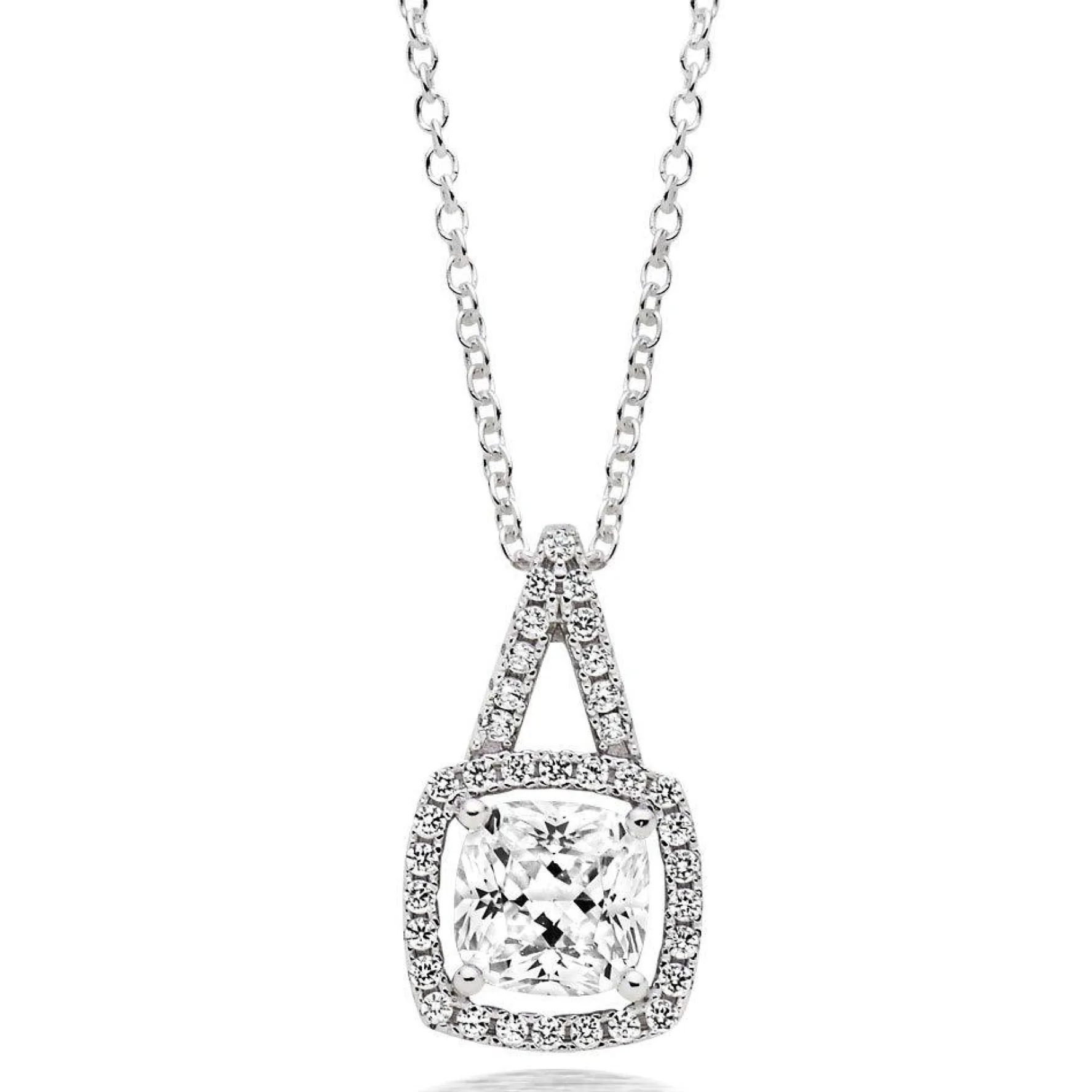 Beaverbrooks Silver Cubic Zirconia Halo Pendant