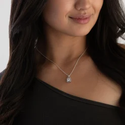 Beaverbrooks Silver Cubic Zirconia Halo Pendant