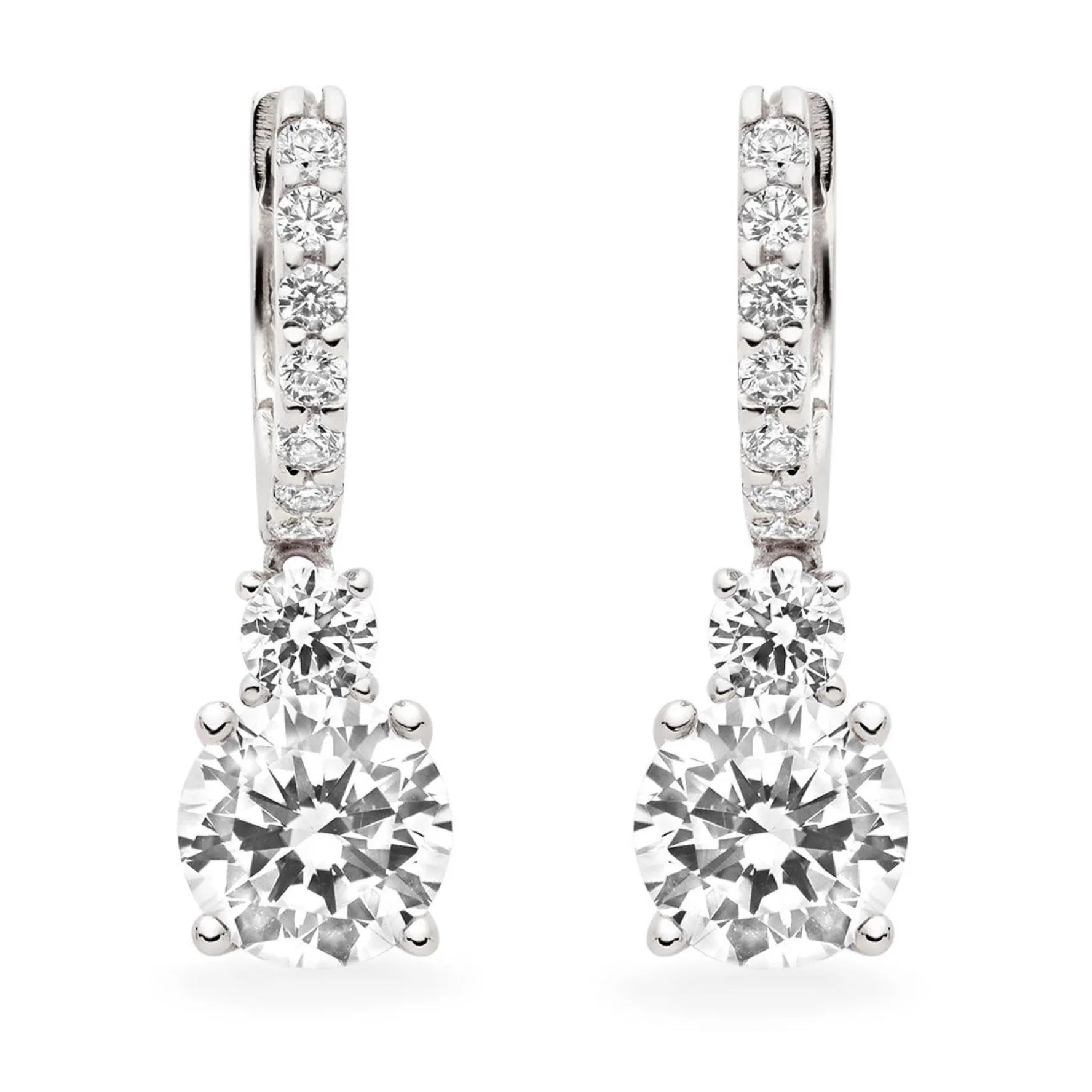 Beaverbrooks Silver Cubic Zirconia Drop Earrings