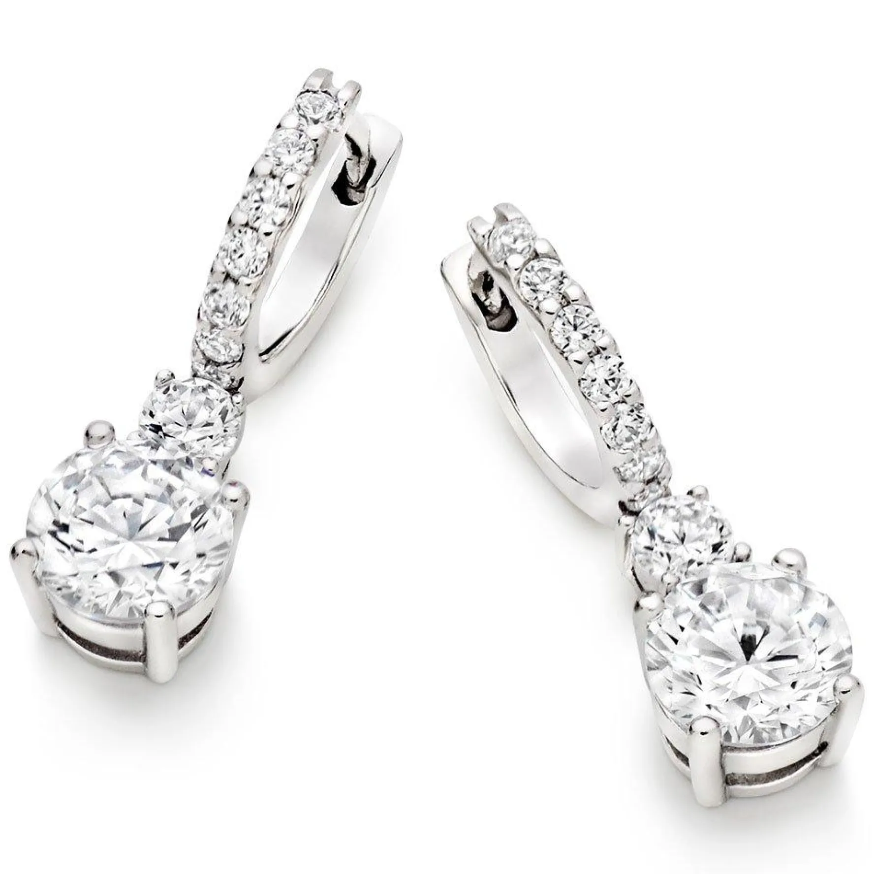 Beaverbrooks Silver Cubic Zirconia Drop Earrings