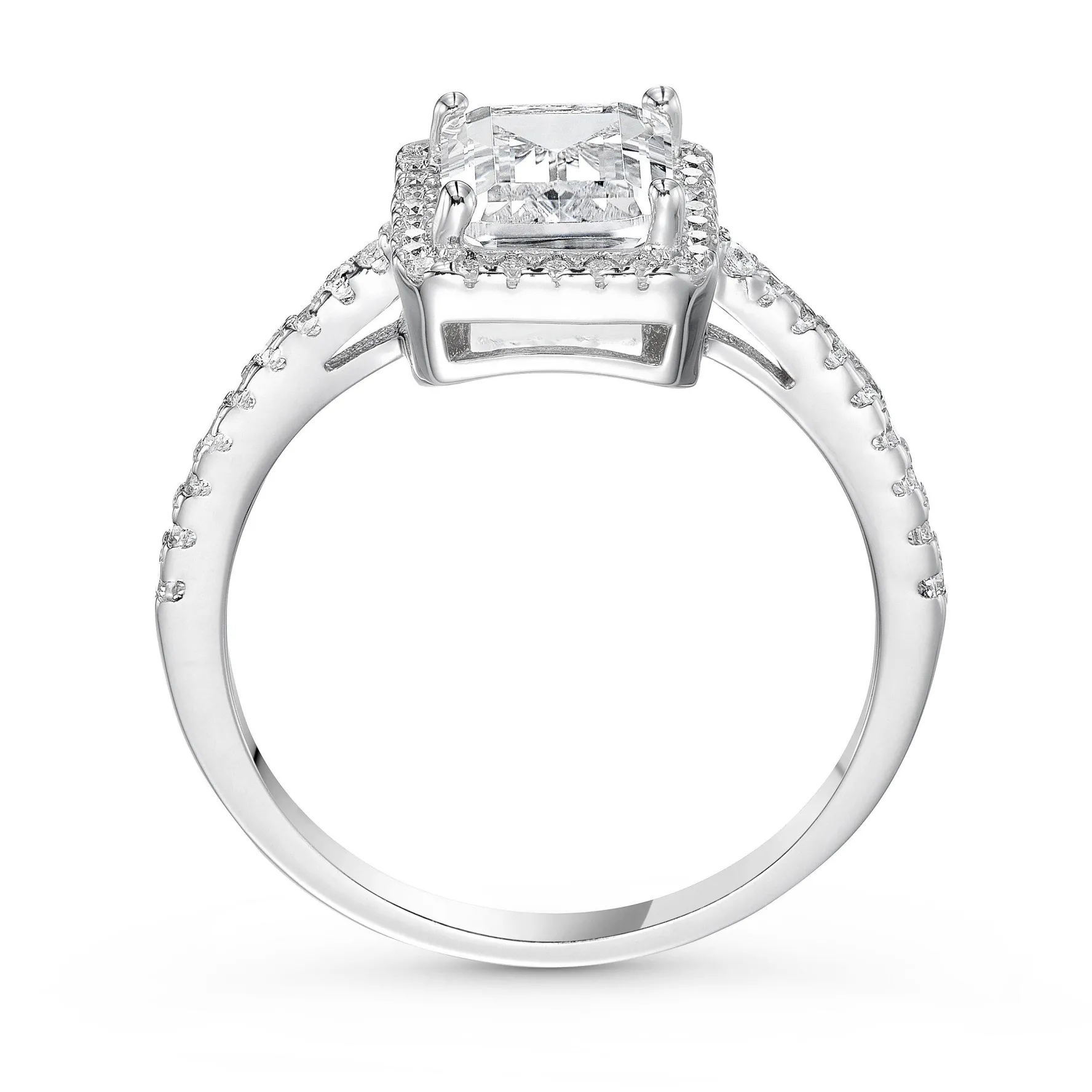 Beaverbrooks Silver Cubic Zirconia Halo Ring