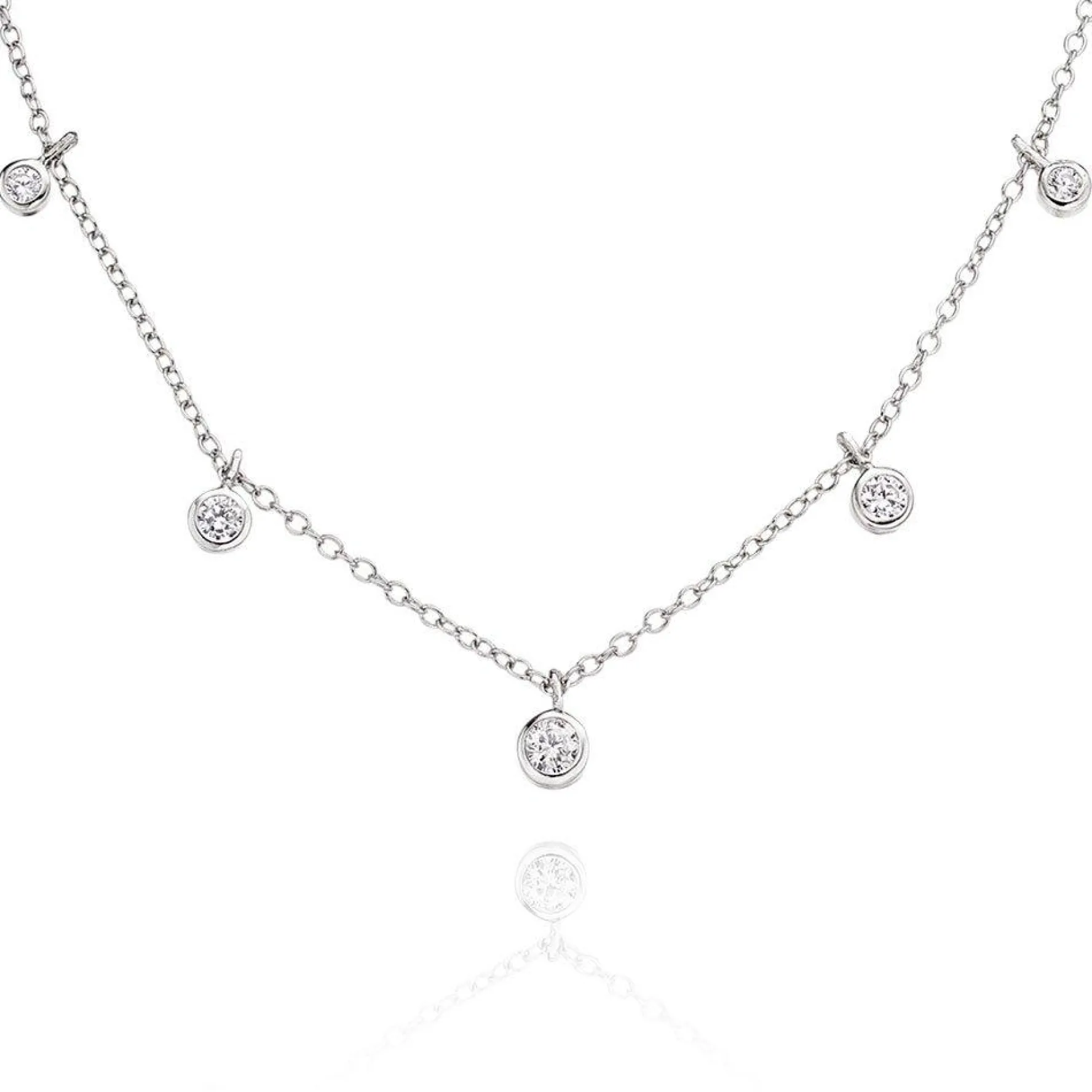 Beaverbrooks Silver Cubic Zirconia Choker Necklace