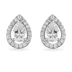 Beaverbrooks Silver Cubic Zirconia Teardrop Stud Earrings