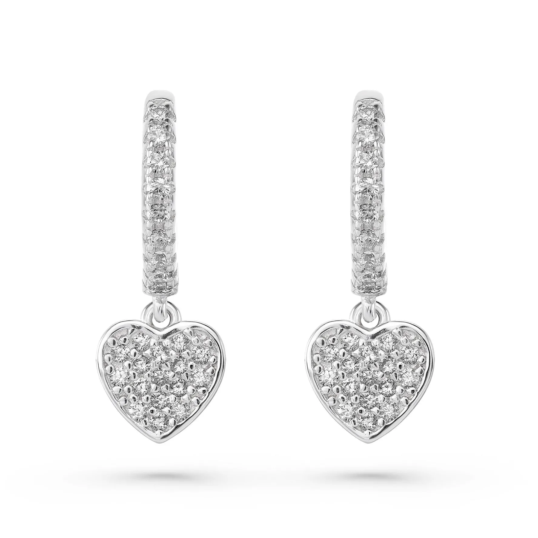 Beaverbrooks Silver Cubic Zirconia Heart Huggie Hoop Earrings