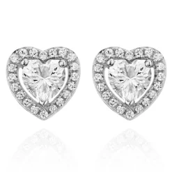 Beaverbrooks Silver Cubic Zirconia Heart Earrings