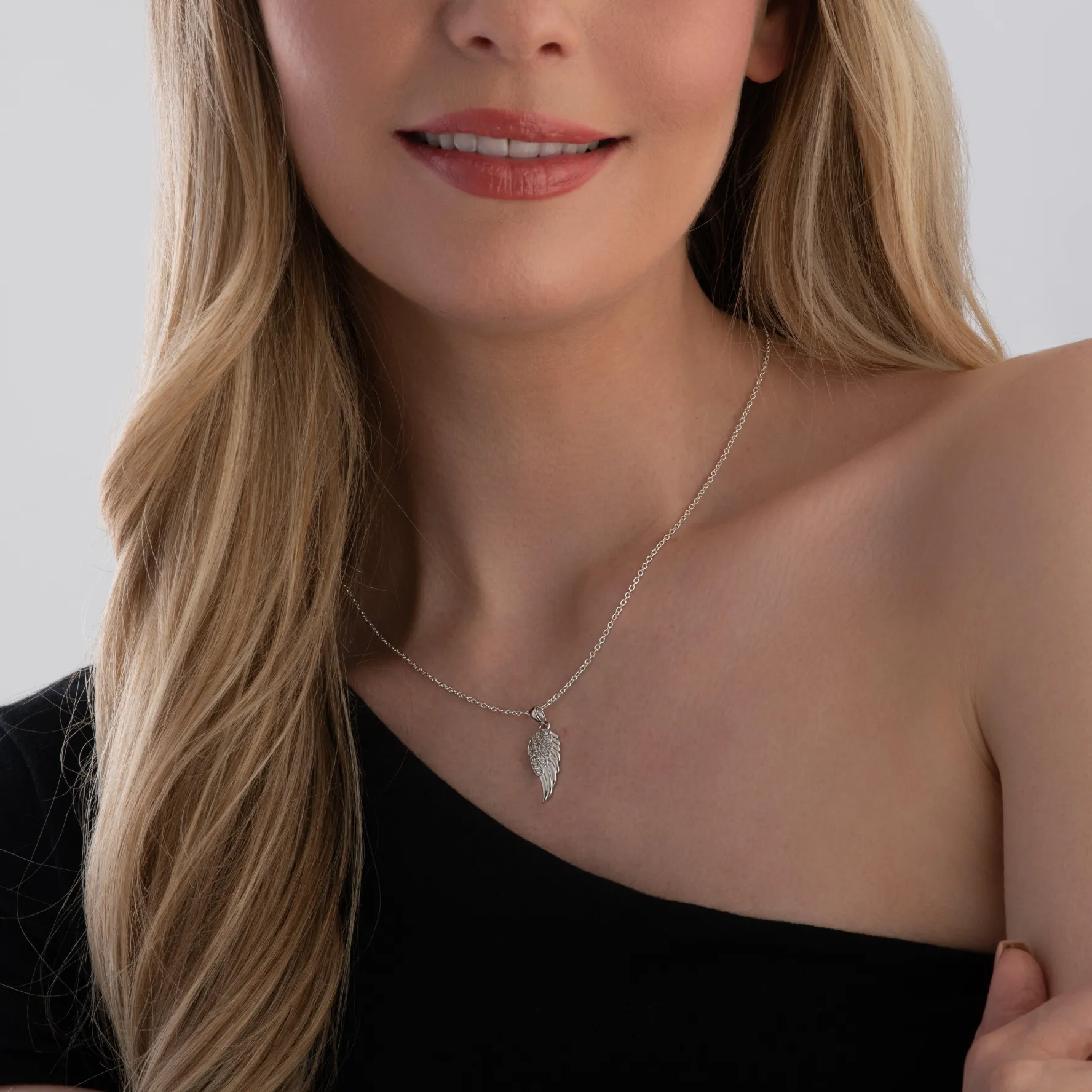 Beaverbrooks Silver Cubic Zirconia Angel Wing Pendant