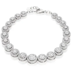 Beaverbrooks Silver Cubic Zirconia Graduated Halo Bracelet