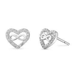 Beaverbrooks Silver Cubic Zirconia Infinity Heart Earrings