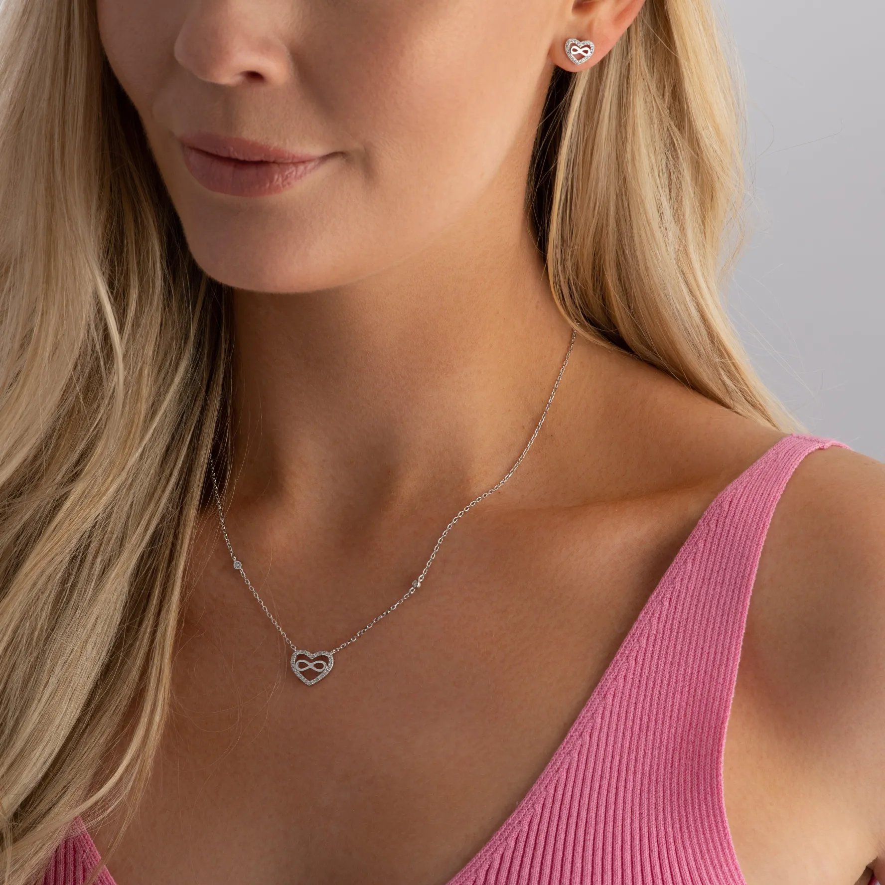 Beaverbrooks Silver Cubic Zirconia Infinity Heart Earrings