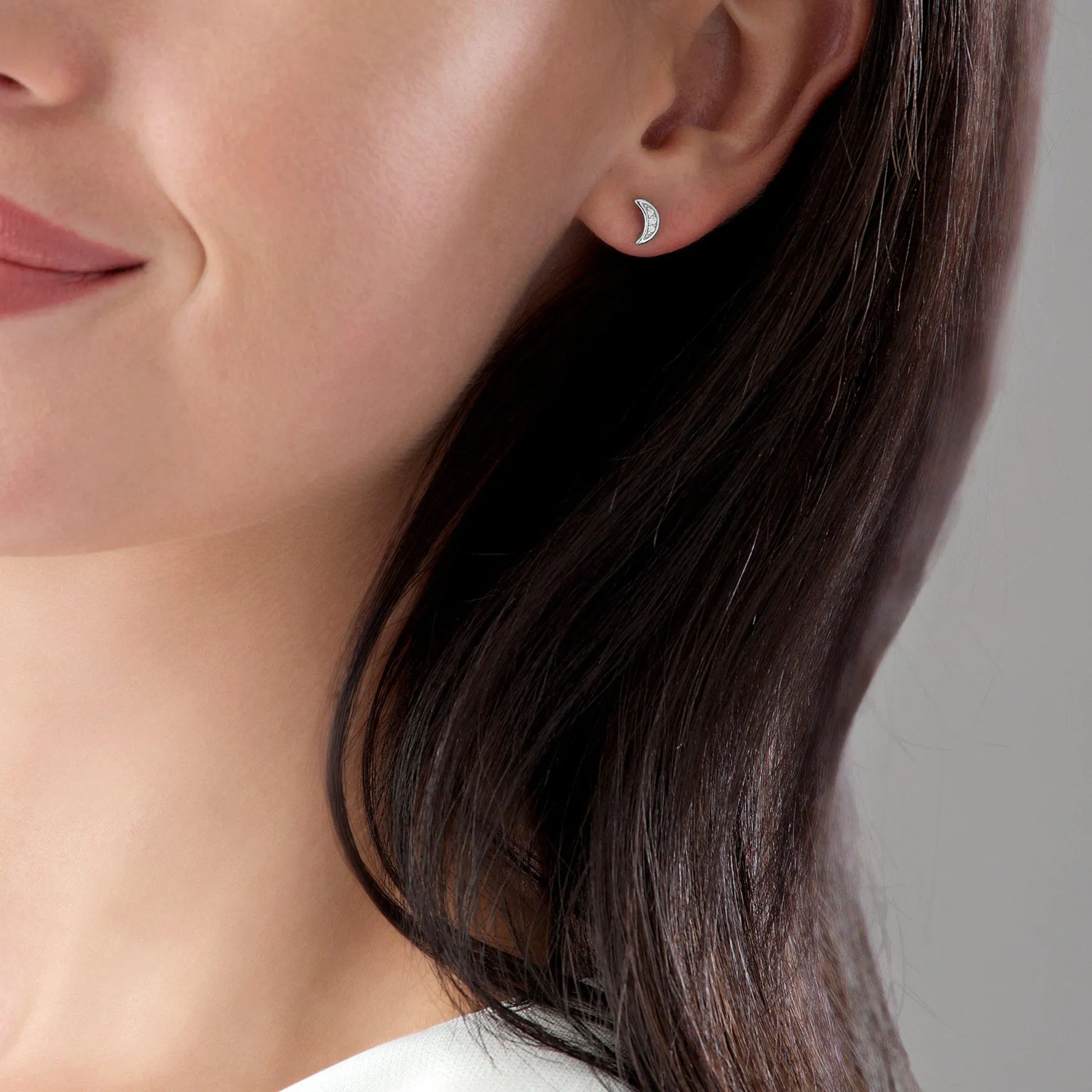 Beaverbrooks Silver Cubic Zirconia Moon & Star Stud Earrings