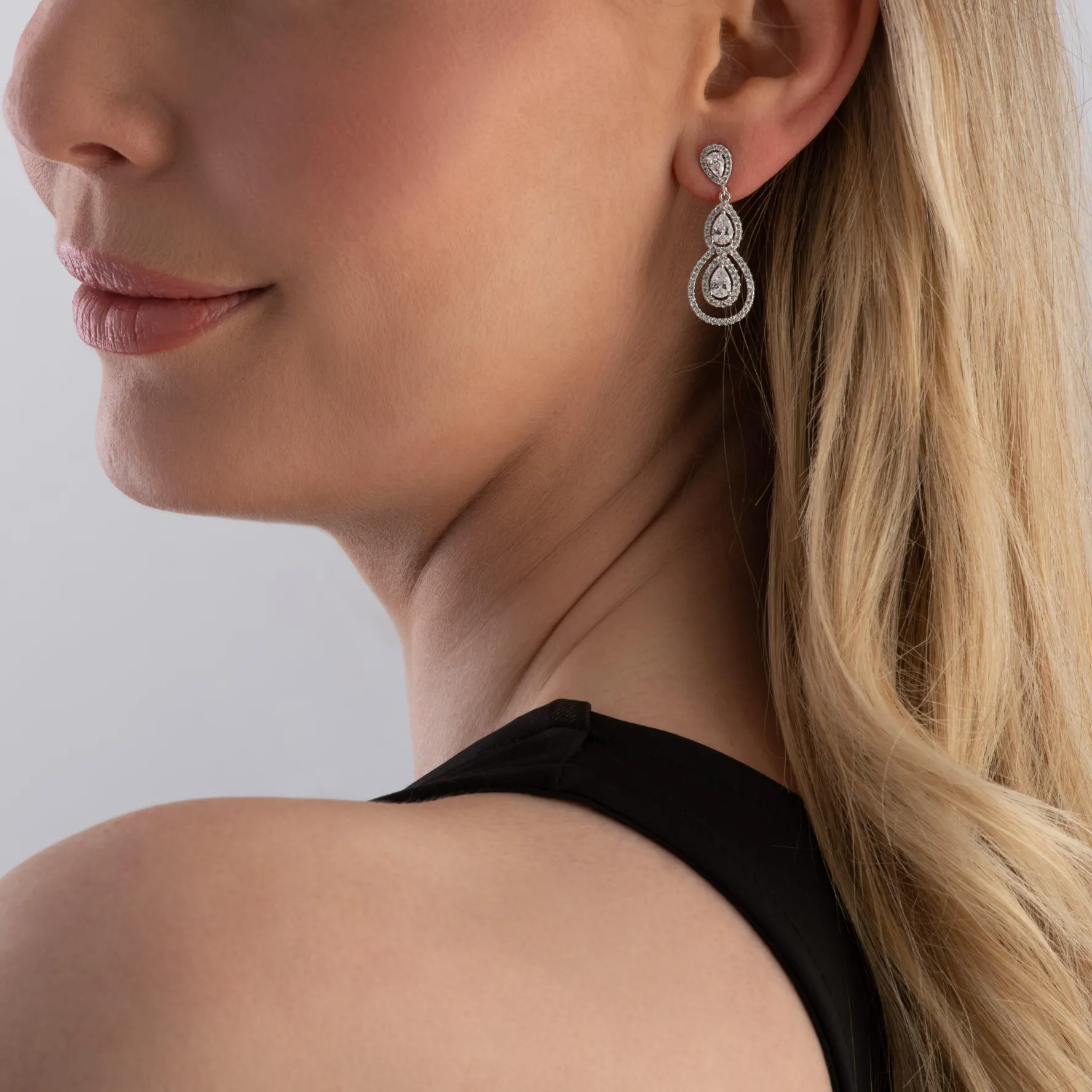 Beaverbrooks Silver Cubic Zirconia Pear Drop Earrings