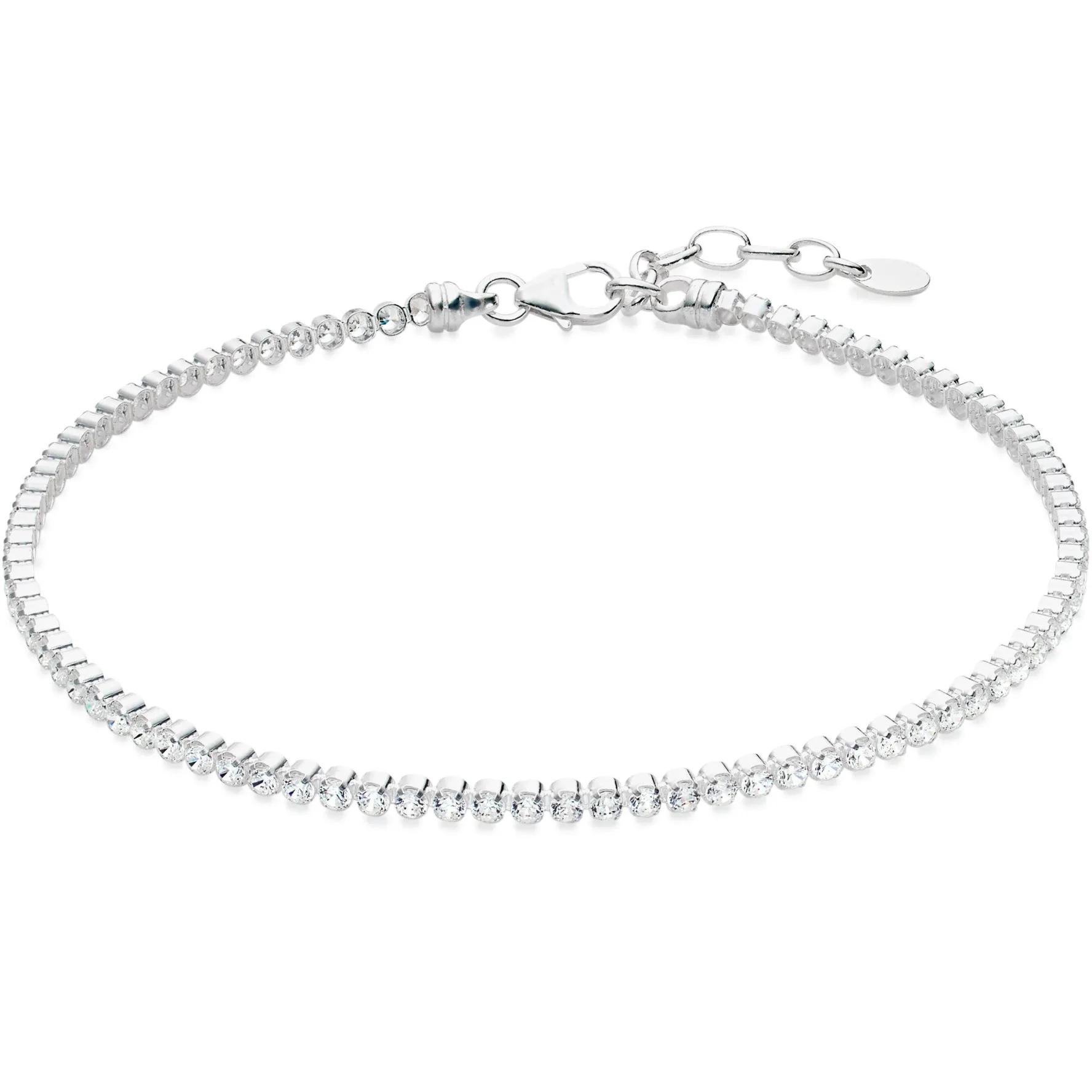 Beaverbrooks Silver Cubic Zirconia Anklet