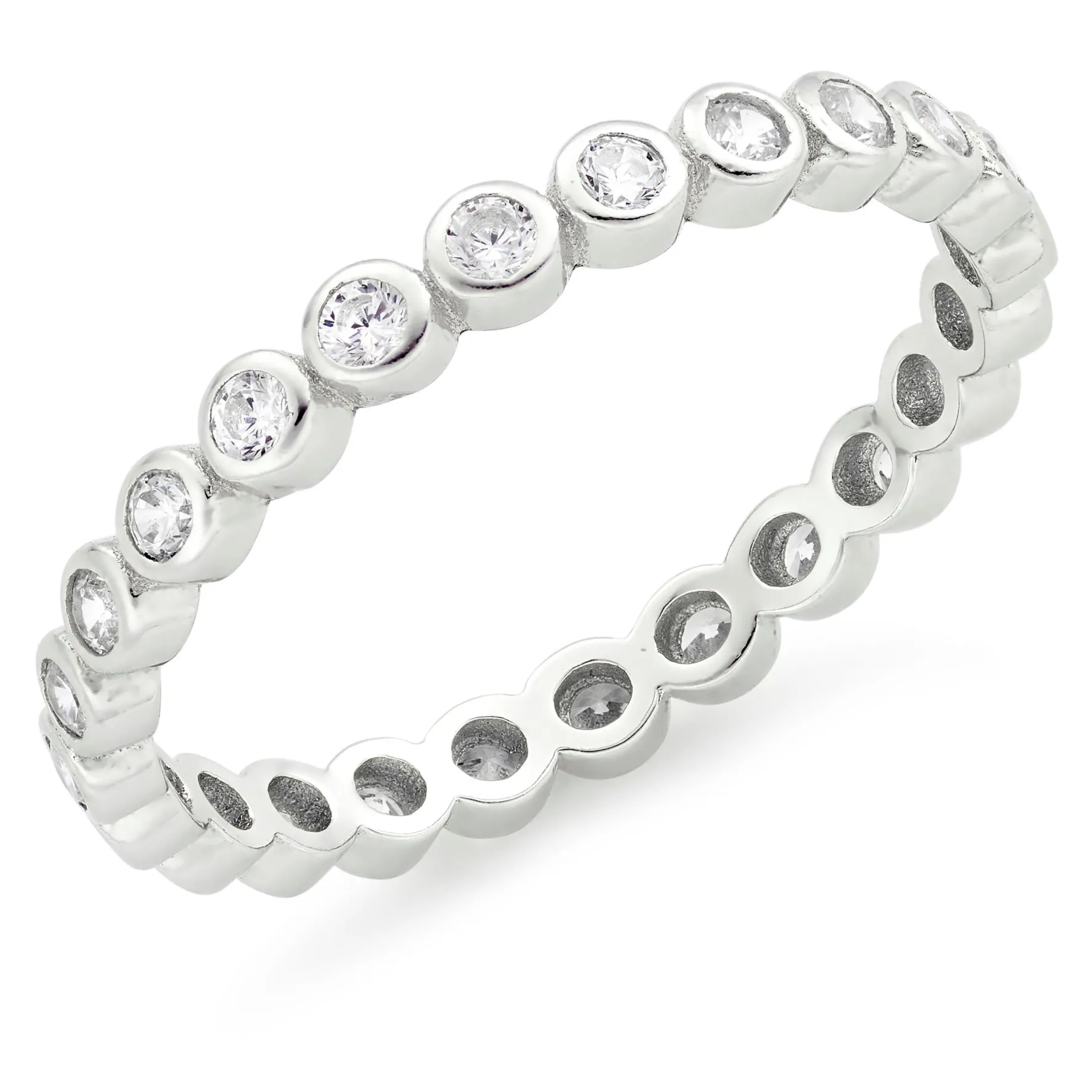 Beaverbrooks Silver Cubic Zirconia Bubble Stacking Ring