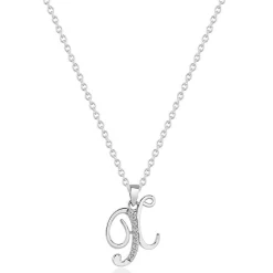 Beaverbrooks Silver Cubic Zirconia Initial X Pendant