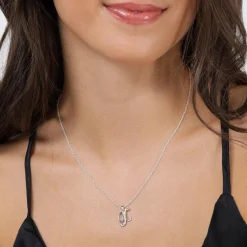 Beaverbrooks Silver Cubic Zirconia Initial X Pendant