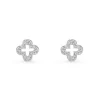 Beaverbrooks Silver Cubic Zirconia Clover Stud Earrings