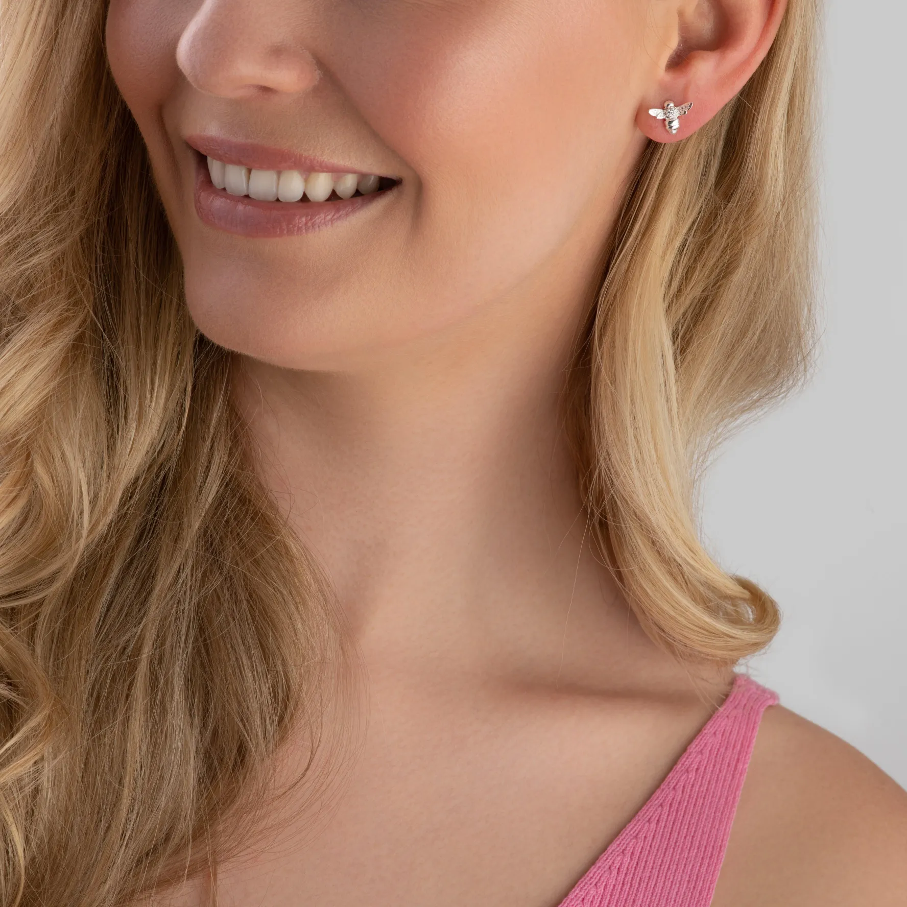 Beaverbrooks Silver Cubic Zirconia Bumble Bee Stud Earrings