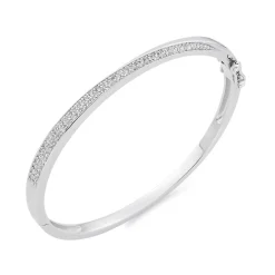 Beaverbrooks Silver Cubic Zirconia Twist Bangle