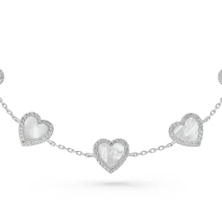 Beaverbrooks Silver Cubic Zirconia Mother of Pearl Heart Bracelet