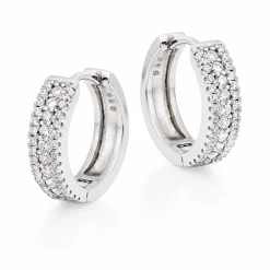 Beaverbrooks Silver Cubic Zirconia Triple Row Hoop Earrings