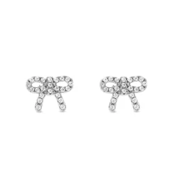 Beaverbrooks Silver Cubic Zirconia Bow Stud Earrings