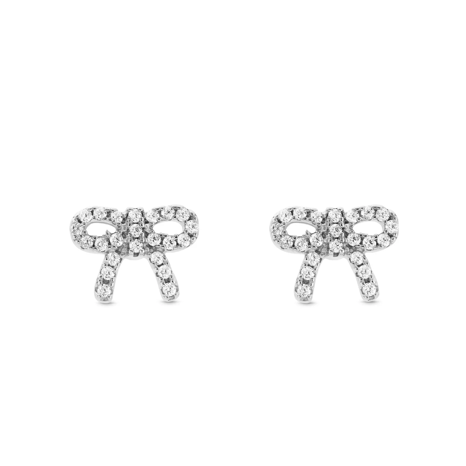 Beaverbrooks Silver Cubic Zirconia Bow Stud Earrings