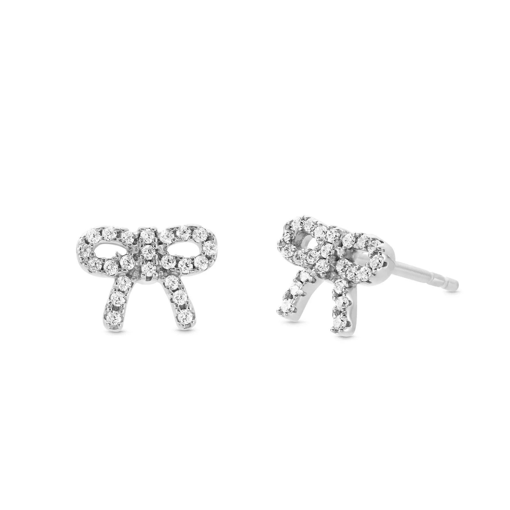 Beaverbrooks Silver Cubic Zirconia Bow Stud Earrings
