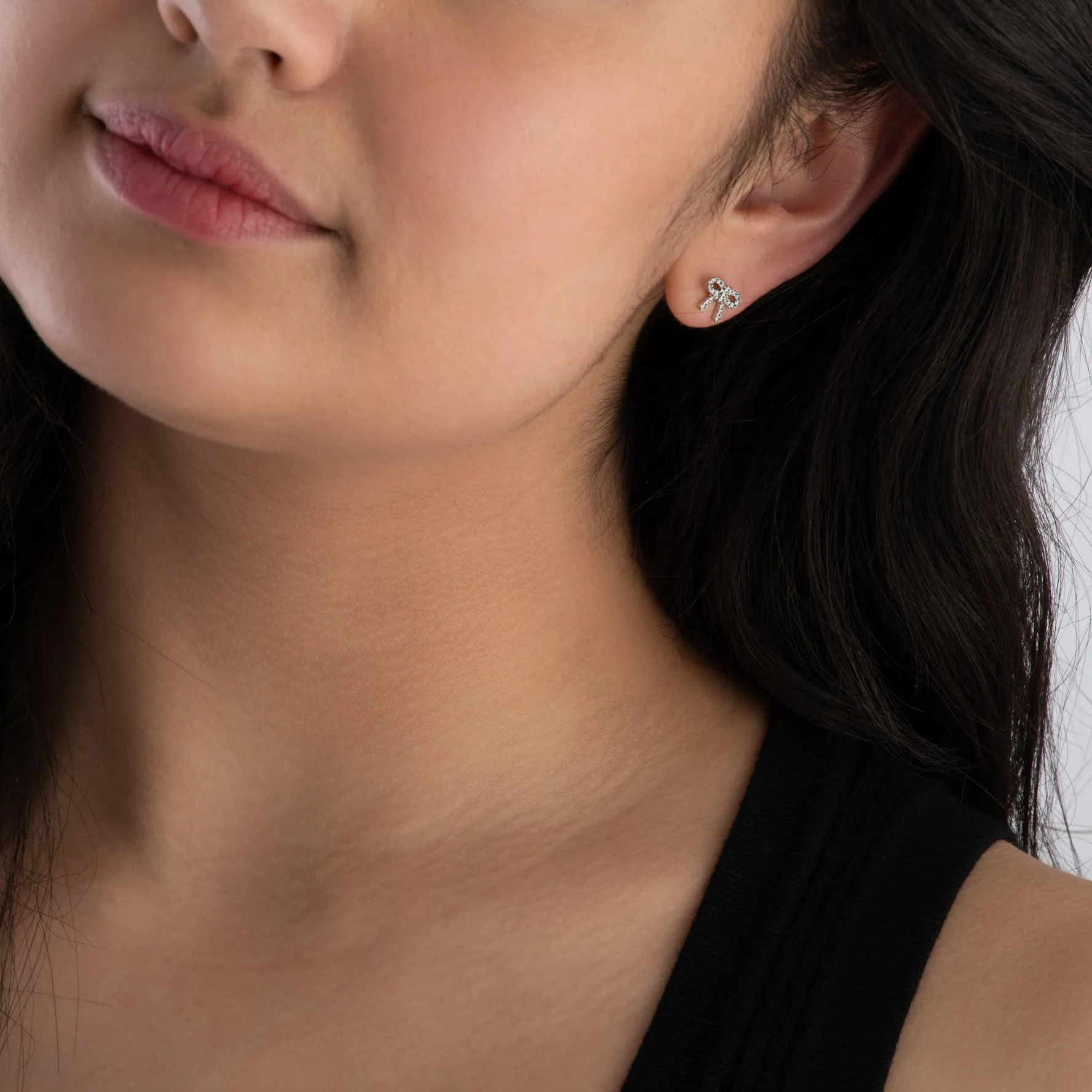Beaverbrooks Silver Cubic Zirconia Bow Stud Earrings