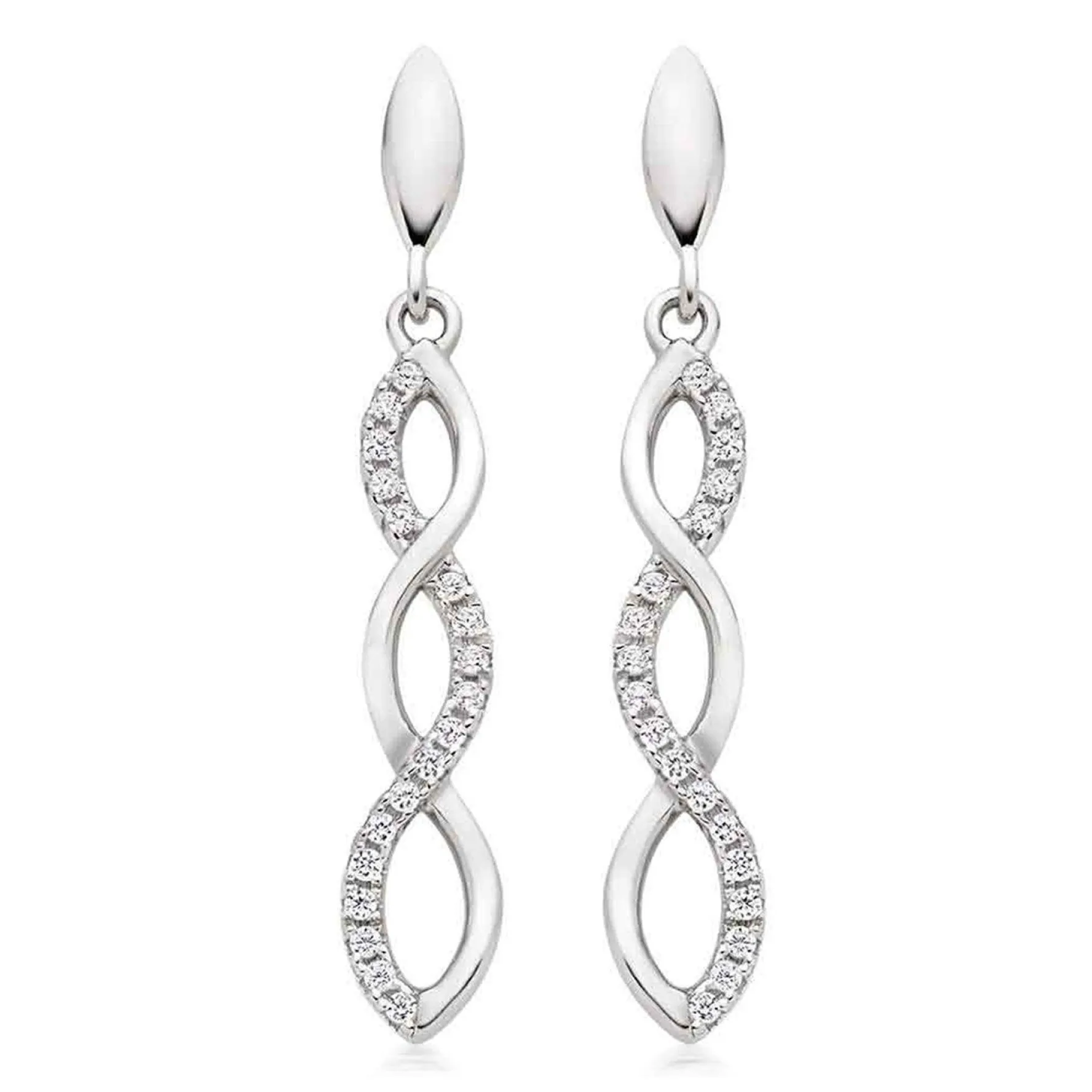 Beaverbrooks Silver Cubic Zirconia Infinity Drop Earrings