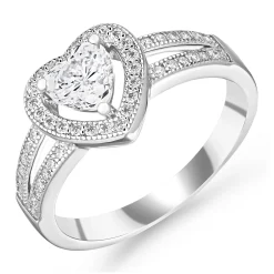 Beaverbrooks Silver Cubic Zirconia Heart Ring
