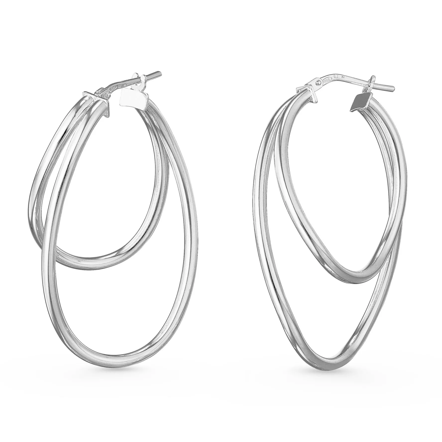 Beaverbrooks Silver Double Hoop Earrings