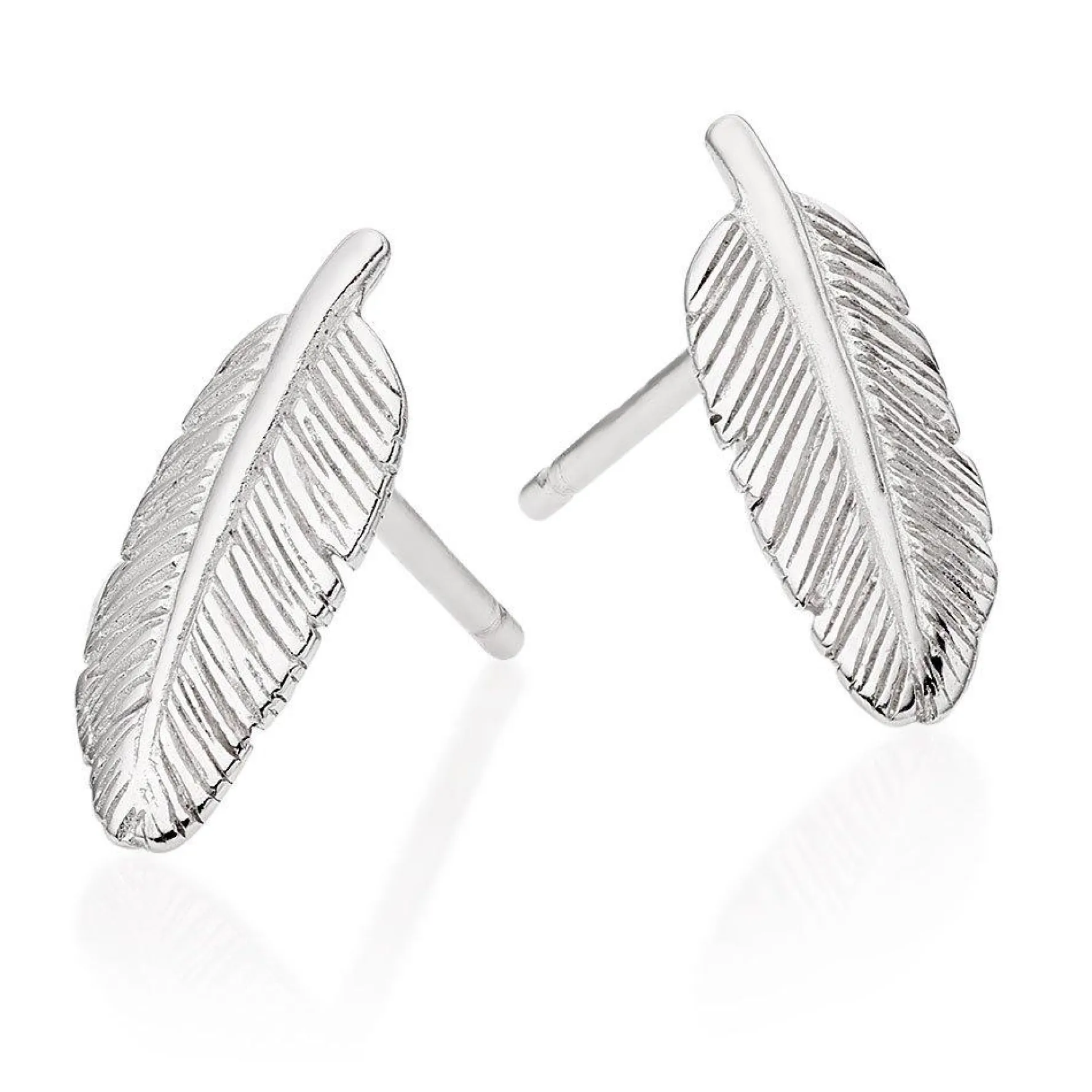 Beaverbrooks Silver Feather Stud Earrings