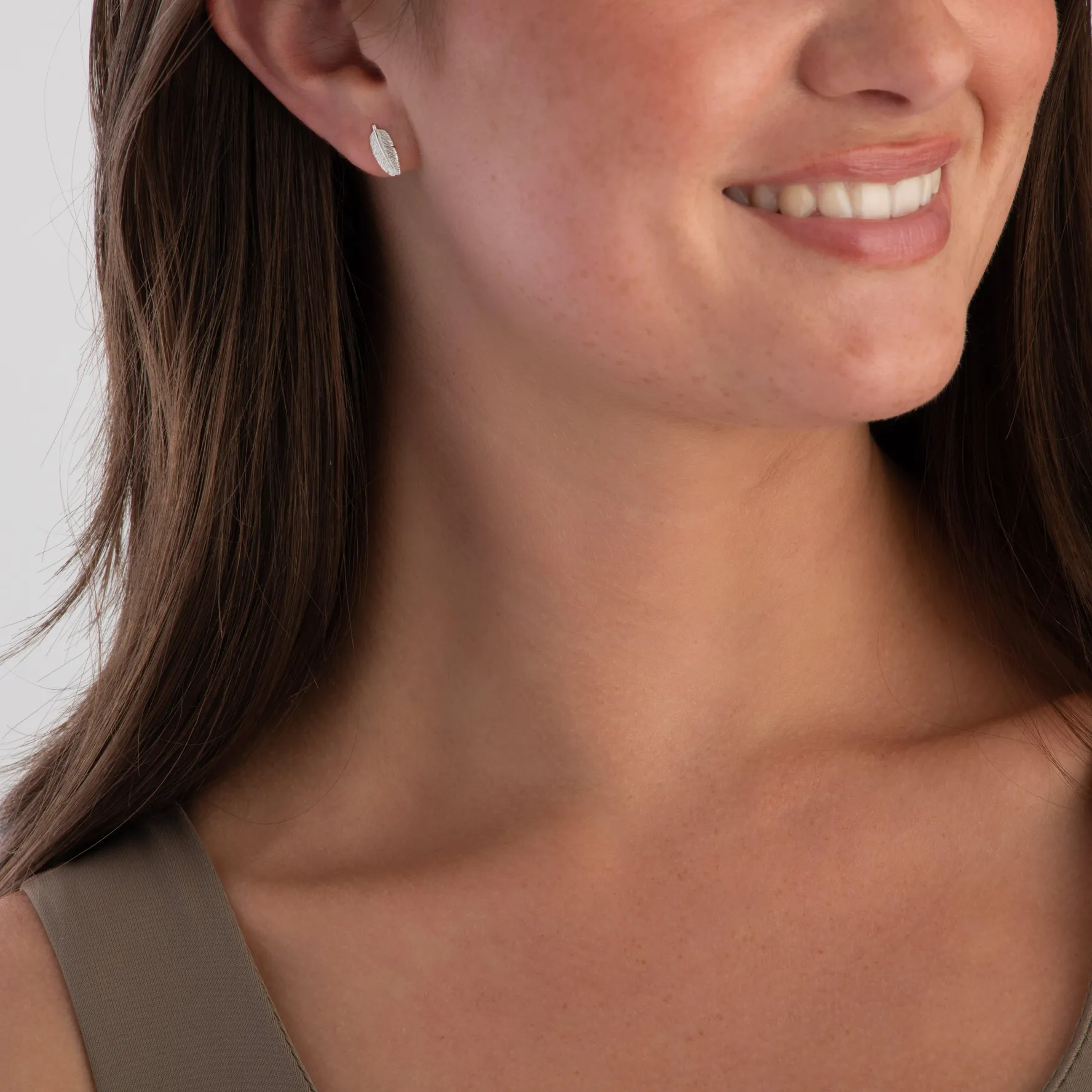 Beaverbrooks Silver Feather Stud Earrings