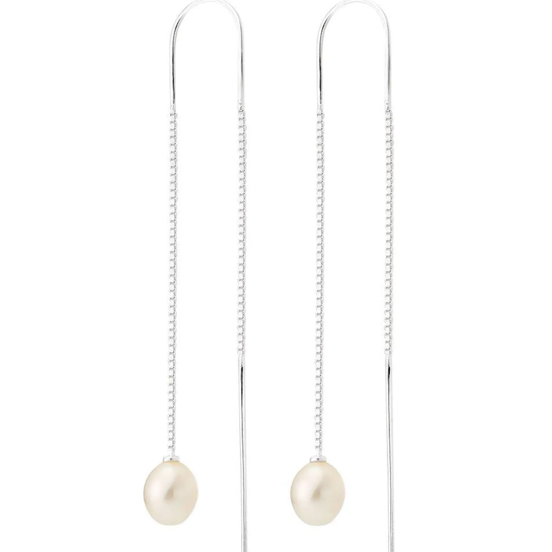 Beaverbrooks Silver Freshwater Cultured Pearl Double Drop Earrings