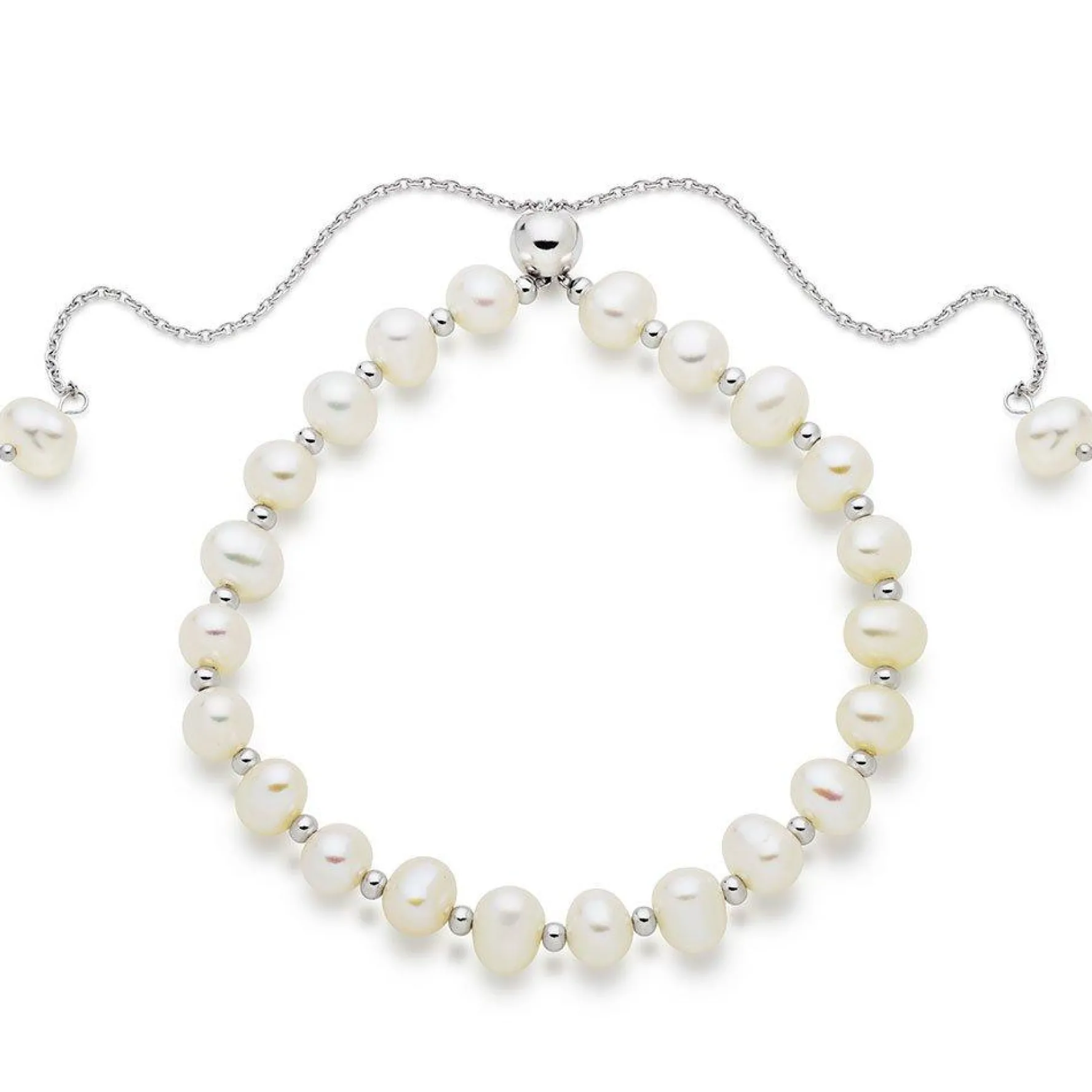Beaverbrooks Silver Freshwater Cultured Pearl Adjustable Bracelet